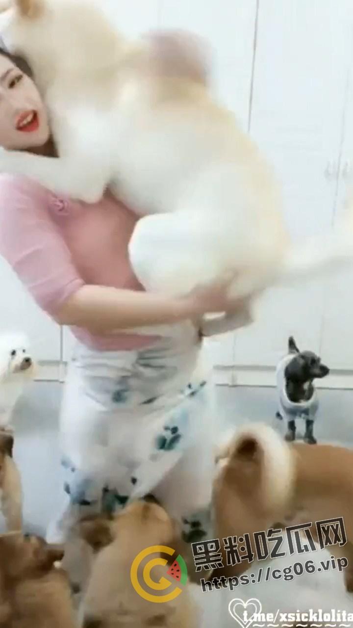 人兽主播 【虎牙妹儿】 曾用名 糖宝和毛孩子 一女大战20之狗 与狗群交开直播 逼上倒牛奶吸引狗舔 变态癖好无下限-2